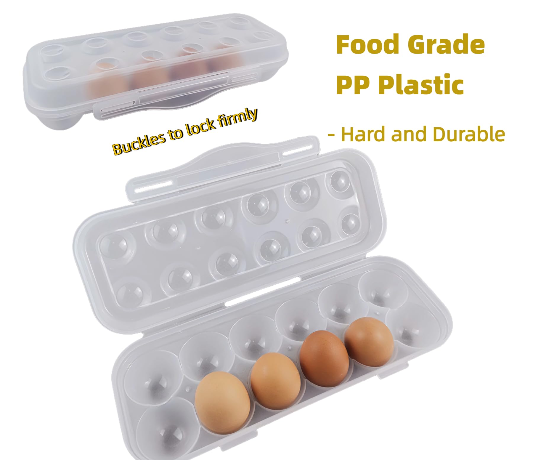 ZeQi Caja de huevos de plástico inastillable, portátil, polipropileno de grado alimenticio, refrigerador, contenedor de almacenamiento de huevos reutilizable, camping al aire libre
