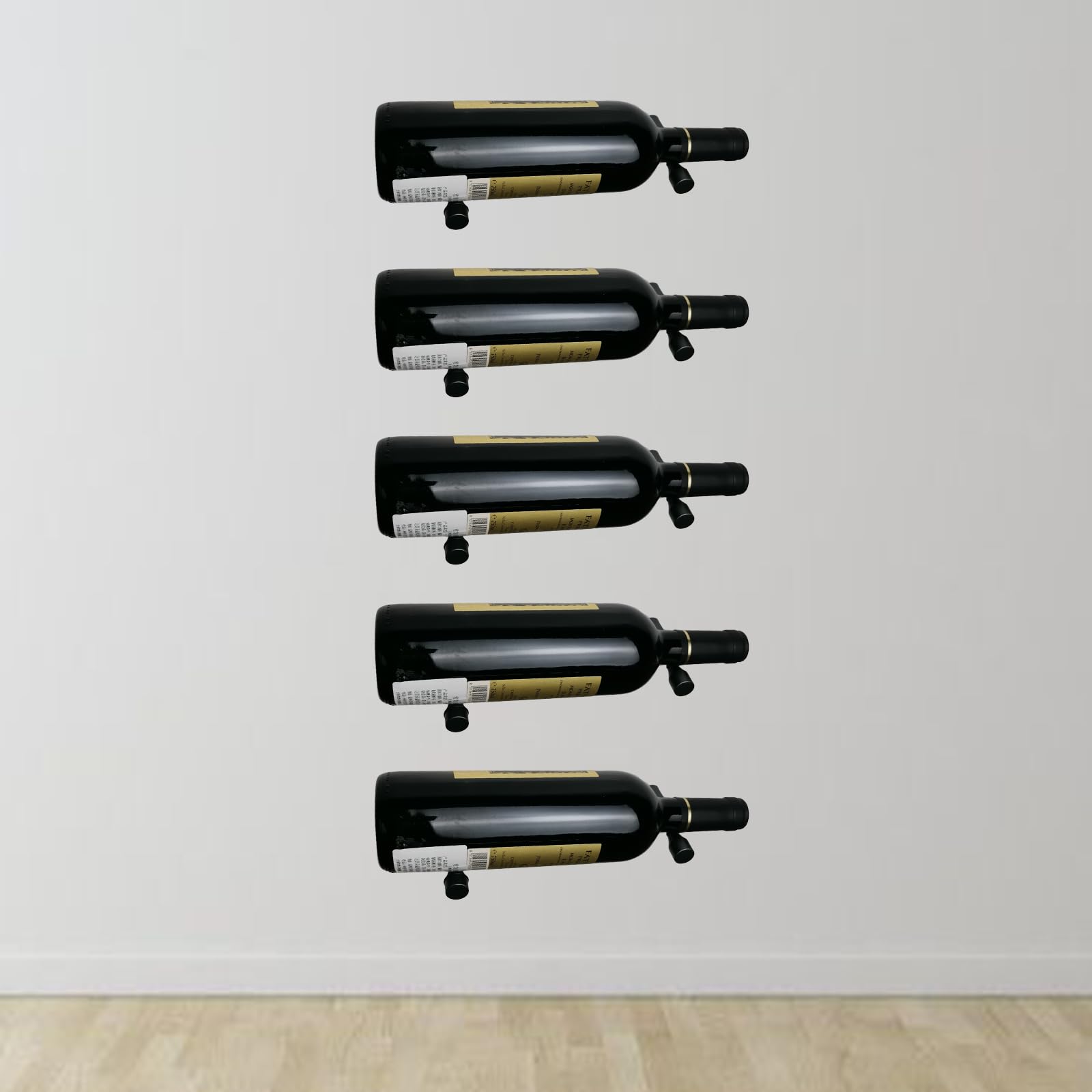 GAMEMEN Wine Rack Wall Mounted 5 Bottle Matte Black Metal Vino Pins Single Display Pegs System for Wine Bottles (Matte Black)