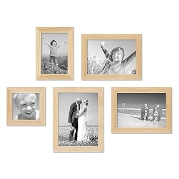 ArtzFolio Wall Photo Frame D199 Natural Brown 4x6-1pc;6x6-1pc;6x8-3pc;Set of 5 PCS