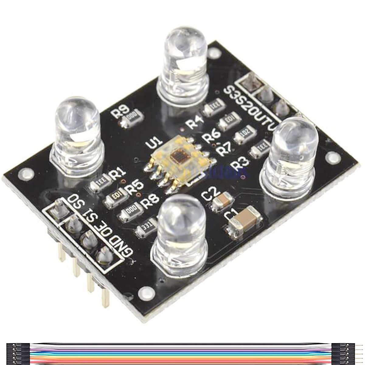 TCS230 TCS3200 Farberkennungs-Sensormodul Detektormodul Farberkennungssensorl DC 3-5V 4 LED mit DuPont-Kabel für Arduino