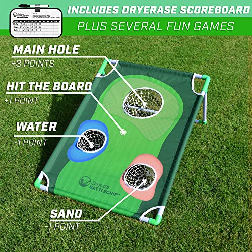 GoSports BattleChip Backyard Golf Cornhole Game, Includes Chipping Target, 16 Foam Balls, Hitting Mat and Carrying Case