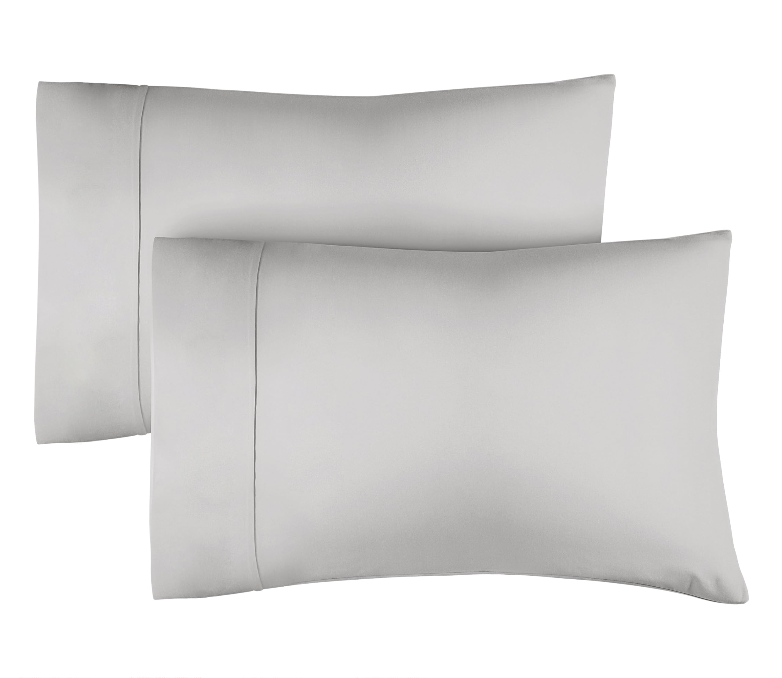 100% cotton pillow cases king size - cooling, breathable & soft pillowcase covers set of 2 - 400 thread count cotton - wrinkle free - machine washable protectors - luxury hotel bedding - light grey