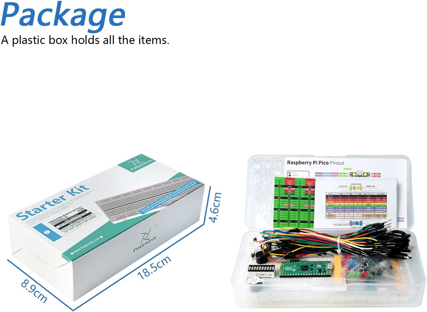 Freenove Basic Starter Kit for Raspberry Pi Pico 2 (Included), Dual Arm Cortex-M33 and Dual Hazard3 RISC-V Microcontroller, 386-Page Detailed Tutorial, 142 Items, 55 Projects, Python C Code