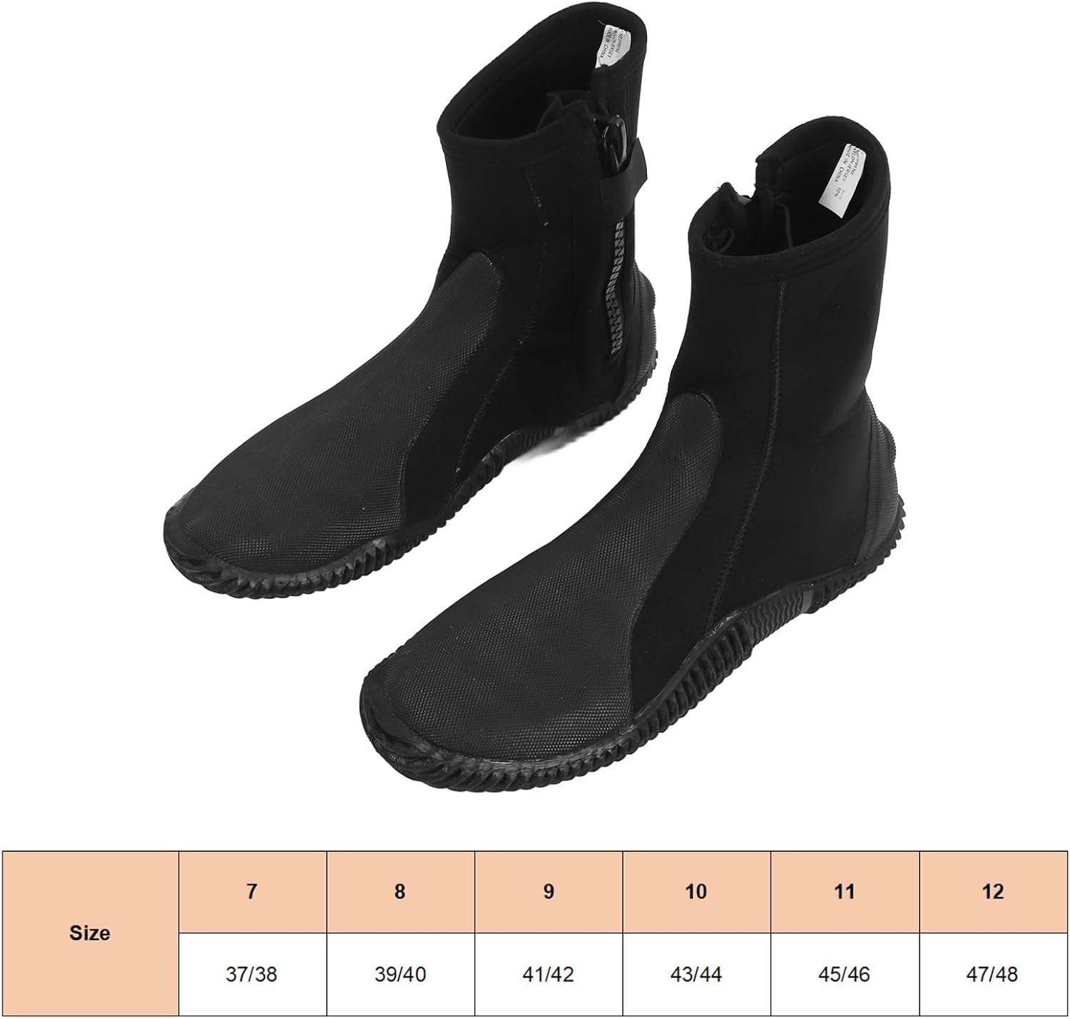 Diving Boots, 1 Pair Water Shoes 5MM High Top Slip Snorkeling Boots Surfing Swimming Shoes for Beach Water Activities Black