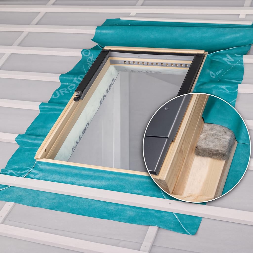 Kit d’isolation et de raccordement pour fenêtre de toit 114 x 140 – | Compatible VELUX, FAKRO, Keylite, OptiLight, ARON, Dakea, RooLITE+, Solstro, LuXtra, Luminatec, Imfenster, Dakstra
