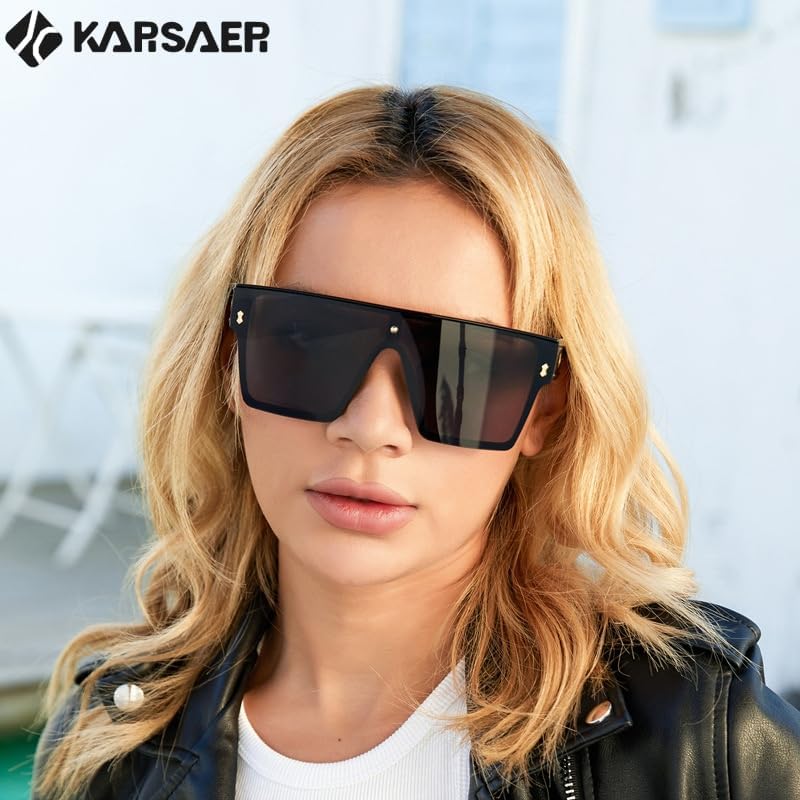 Karsaer Chic Oversized Square Women Men One Piece Sunglasses Fashion Flat Top Large Unisex Sunglasses Women Men K7110 - Image 8