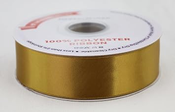 Ribbon Bazaar Double Faced Satin - Premium Gloss Finish - 100% Polyester Ribbon for Gift Wrapping, Crafts, Scrapbooking, Hair Bow, Decorating & More - 1-1/2 Antique Gold 5yd Spool
