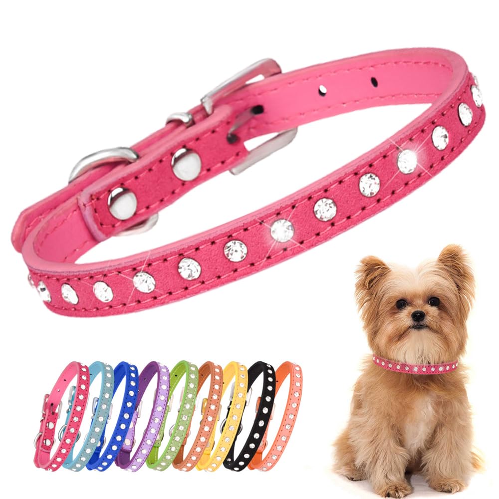 Puppy Dog Collar With Crystal Diamond Colorful Bling Girl Puppy Cat Collars Rose S