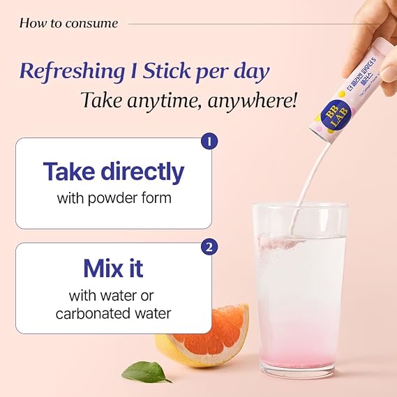BB LAB Collagen Powder S Plus Halal, Low Molecular Korean Collagen Powder Stick Supplement, Marine, Fish Collagen Peptides, Vitamin C, Glycine, Fast Absorption, Grapefruit Flavor