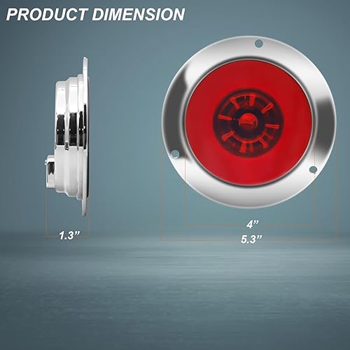 Miniatura 4 de Biqing 2 luces traseras redondas de 4 pulgadas, luces traseras LED rojas de 24 V, luces traseras de freno para remolque, 24 LED, montaje de brida