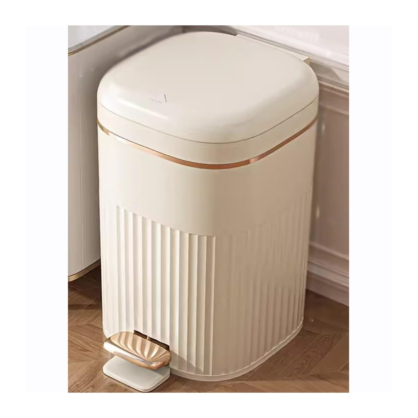 Poubelle de cuisine à pédale grande capacité 15L avec couvercle pour salon
