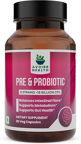 Pre y probióticos - 6 cepas, 18 mil millones de UFC, refuerzo de la salud intestinal y la inmunidad, apoyo antioxidante, cápsulas vegetales fáciles