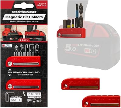 حامل بت مغناطيسي StealthMounts لـ Milwaukee M18 2 Pack - أحمر | صنع في المملكة المتحدة