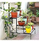 Livzing 3 Tier Plant Stand-Powder Coated Metal Plant Stand for Outdoor/Indoor Flower Pots-Gamla P...