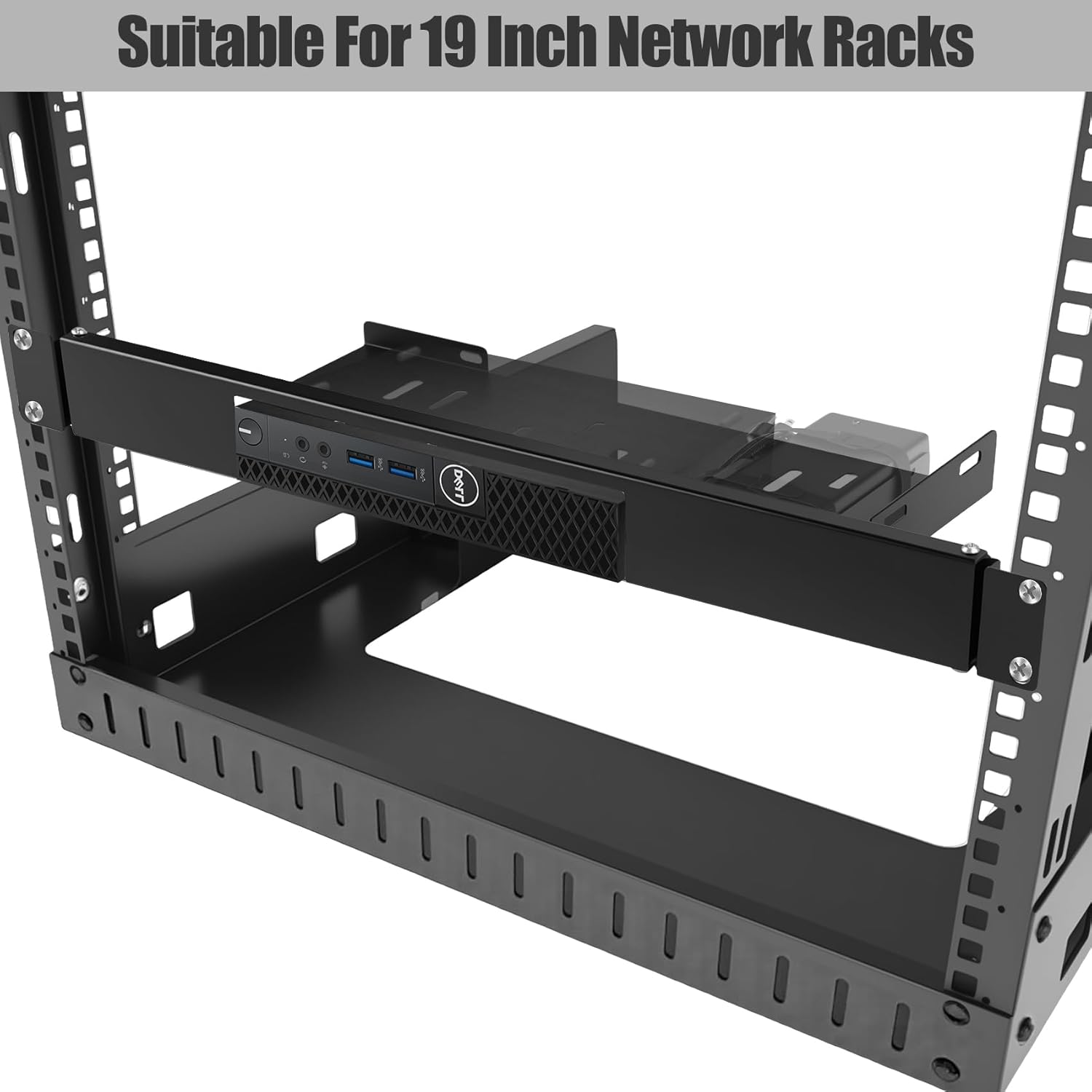 Mini Rack Mount for Dell OptiPlex Micro Form Factor Case 1U Heavy-Duty Hinged Server Rack Shelf with Hand-Twist Screws High-Strength Steel Dell Mini PC Rack Mount for 19-inch Cabinet or Rack
