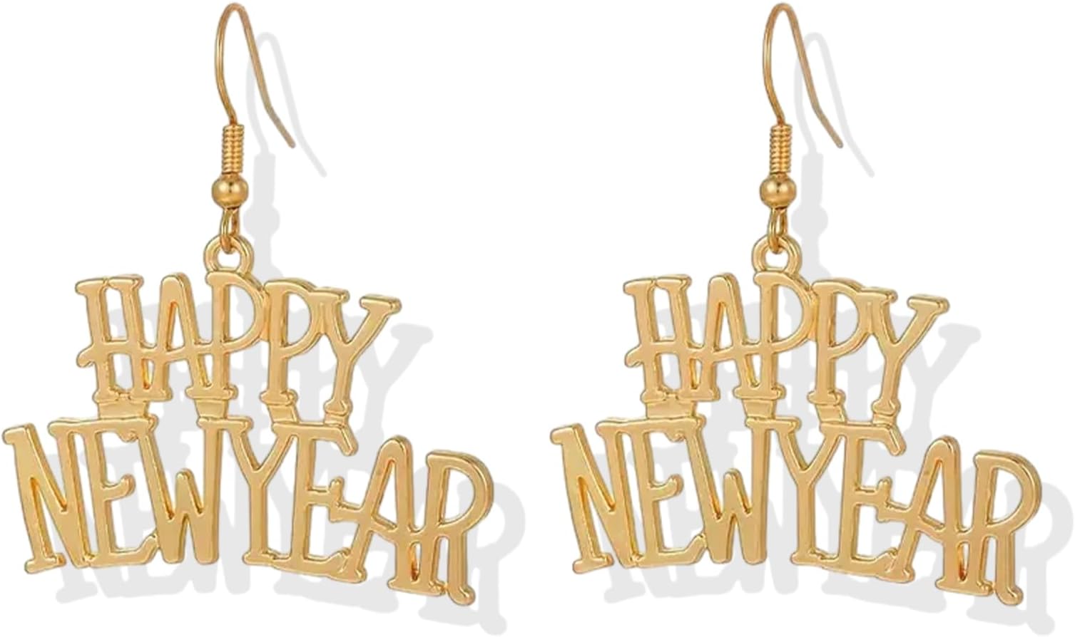 NovearringHappy New Year Earrings for Women Gold Letter Dangle Earrings Chic Holiday Earrings Christmas Gifts for Girls