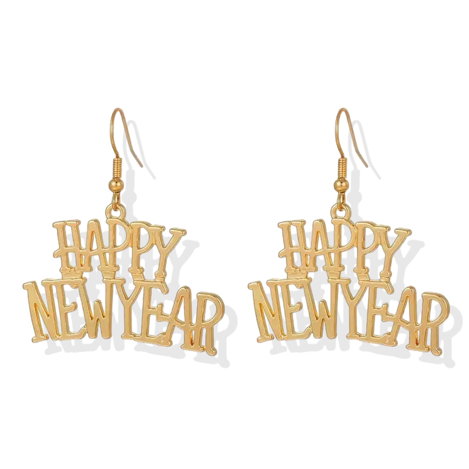 NovearringHappy New Year Earrings for Women Gold Letter Dangle Earrings Chic Holiday Earrings Christmas Gifts for Girls