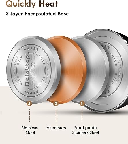 Miniatura 3 de Tetera de acero inoxidable prémium para estufa, capacidad de 2 cuartos de galón, calefacción eficiente, silbato audible, mango seguro, ideal para