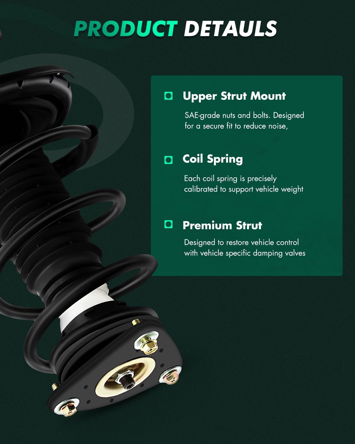 SCITOO Shock Struts Replacement Complete Assembly Front and Rear Pair Fit for 2004-2009 for Mazda 3,2006-2010 for Mazda 5 Quick-Strut Complete Strut Assembly