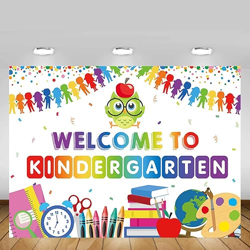 Miniatura 5 de MEHOFOND Fondo de bienvenida a jardín de infantes de 7 x 5 pies, banderas coloridas de búho para el regreso a clases, decoración de fiesta para el
