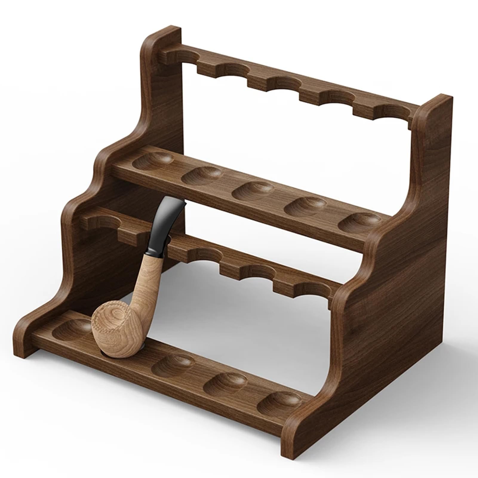 Support à pipes en bois pour éviter les chutes, râtelier noyer robuste pour 10 pipes