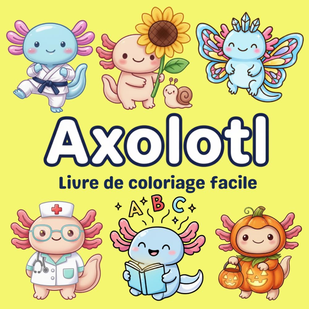 Axolotl: Des pages mignonnes pour enfants, adultes et adolescents avec 60 anecdotes amusantes