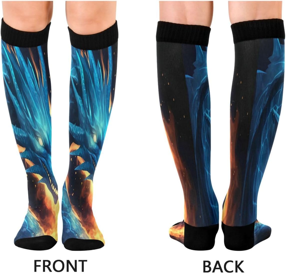 Nander Fiery Dragon Compression Socks Women Men Knee High Stockings for Sports,Running,Travel 1Pair - Image 2