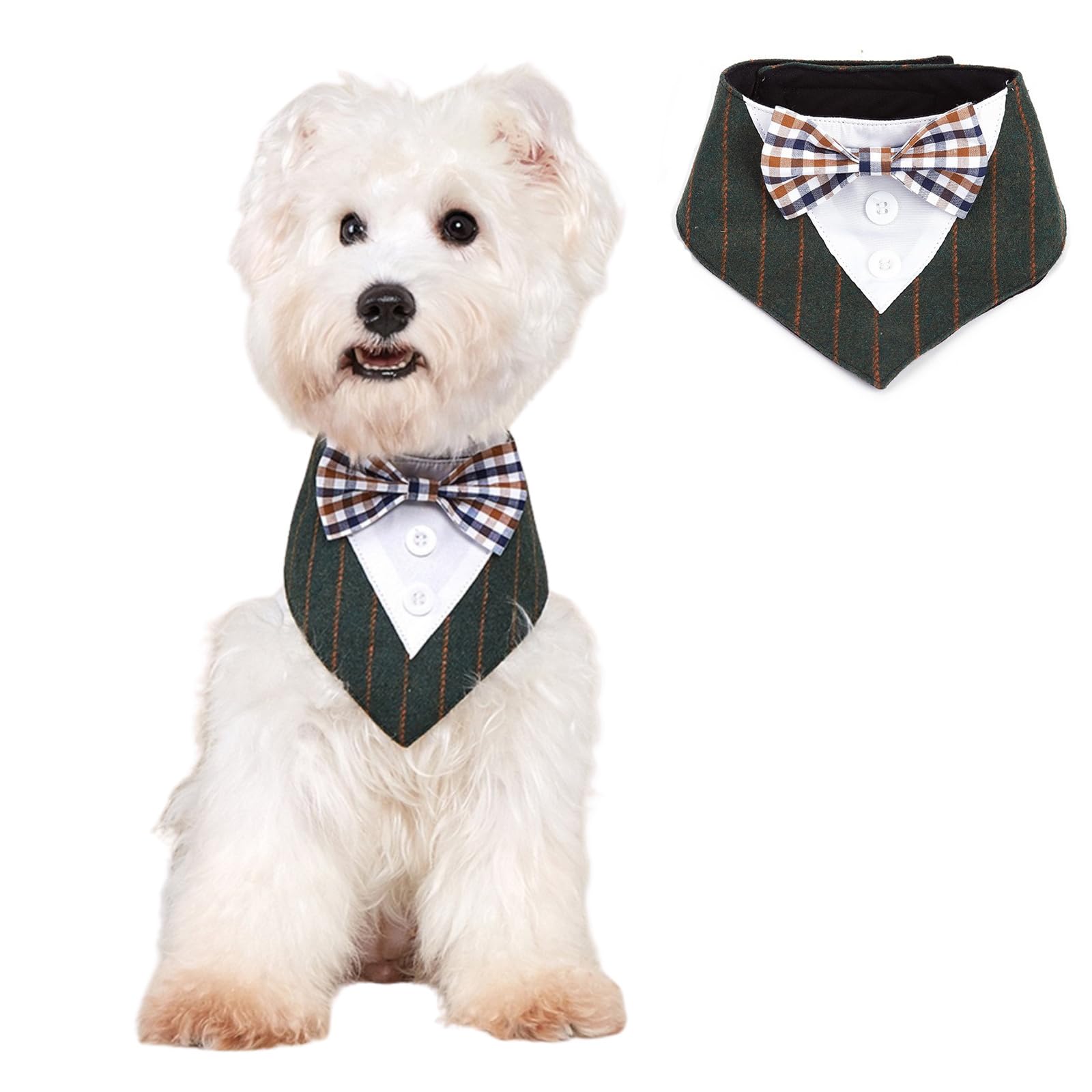 BT Bear Pet Tuxedo Collar Bandana,Wedding Outfit,Bow Tie Triangle Scarf, Scarffor for Cats Puppy Small Dogs Medium Dogs,Dark Green_XL — image 1