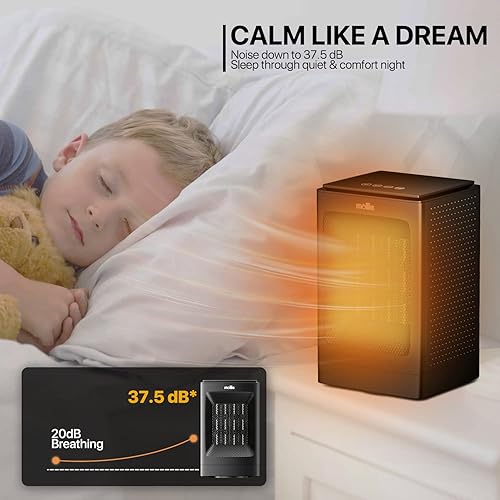 Miniatura 9 de MoNiBloom Calentador de espacio eléctrico portátil, calentador personal de calefacción rápida PTC para oficina, dormitorio, sala de estar,
