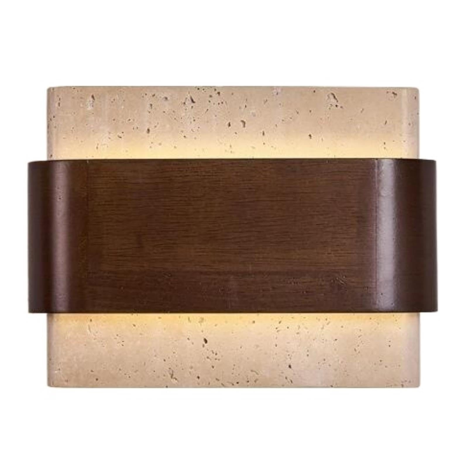 Aplique rectangular estilo japonés vintage con pantalla de travertino