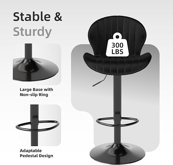 Youhauchair Velvet Fabric Counter Height Bar Stools Set of 3, Black