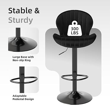 Youhauchair Velvet Fabric Counter Height Bar Stools Set of 3, Black