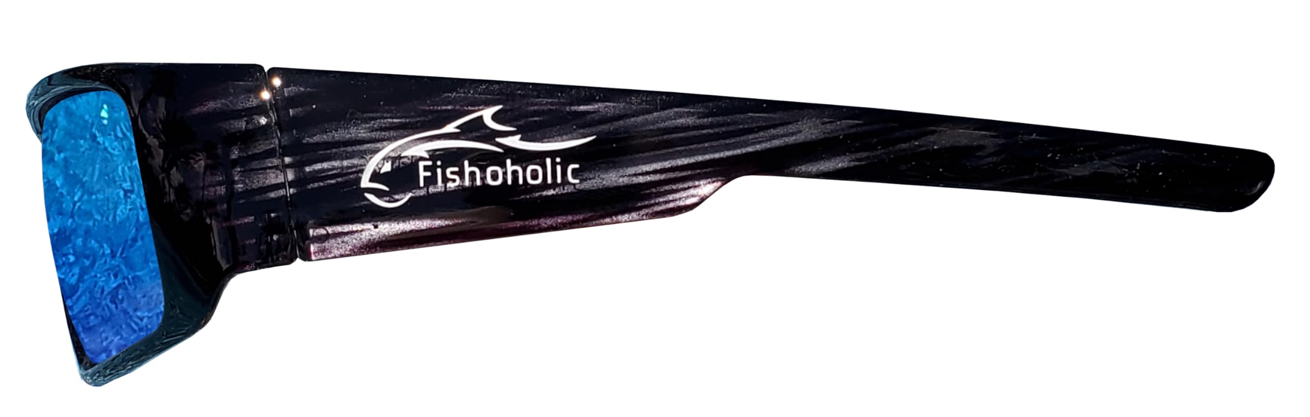 Fishoholic Gafas de sol polarizadas de pesca, rayas negras, UV400, funda y bolsa, gran regalo de pesca (BlkStk-BlueMrr)