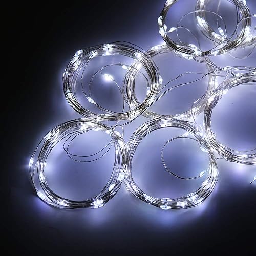 Miniatura 4 de Guirnalda de 300 luces LED, luces colgantes para ventana, alimentadas por USB, 8 modos y temporizador, control remoto, luces de cobre regulables