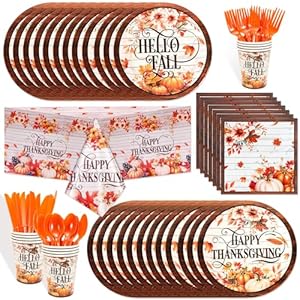 HOWAF Thanksgiving Dinnerware Set, Fall Maple Leaves Disposable Tableware Set Plates Napkin Tablecloth Knifes Forks Spoons for Thanksgiving Friendsgiving Party Turkey Day Dinner Table Decorations HOWAF Thanksgiving Dinnerware Set Fall Maple Leaves Disposable Tableware Set Plates Napkin Tablecloth Knifes Forks Spoons for Thanksgiving Friendsgiving Party Turkey Day Dinner Table Decorations