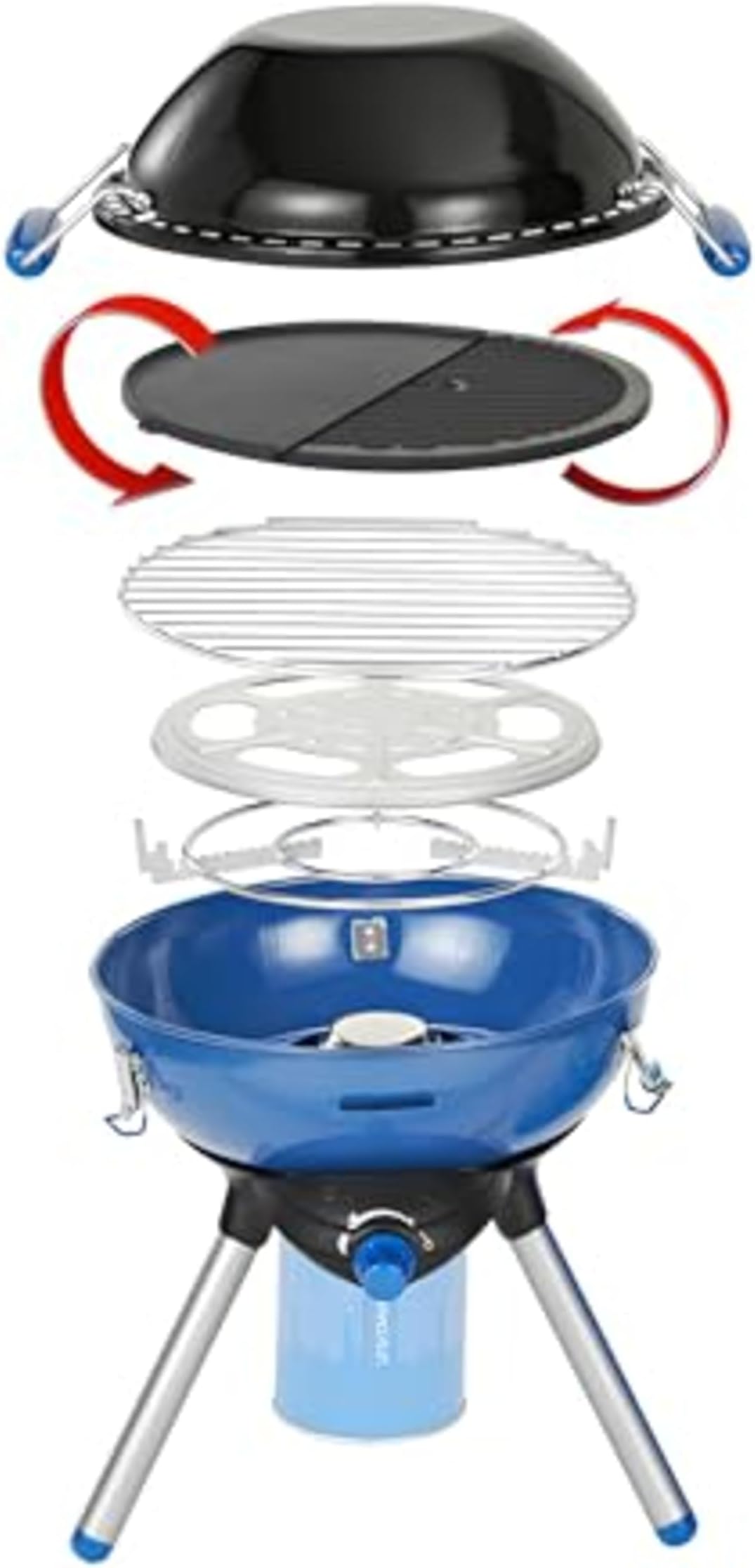 Party Grill | Camping Stove and Grill | All-in-One Camping BBQ | portable barbecue with Griddle, Grid and Pan Support | runs off CV470 Gas Cartridge or R907 Cylinder,Party Grill 400 CV