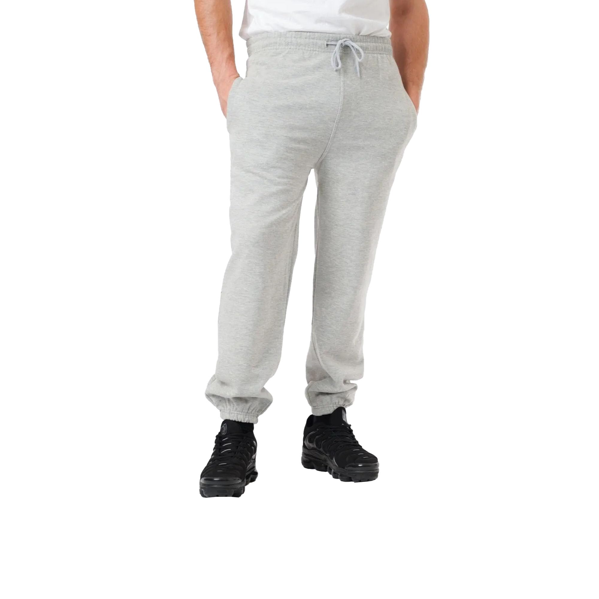 Label Apparel Men's Grey Fleece Cuffed Joggers Casual Regular Fit Elasticated Waist Comfortable Soft Jogging Trousers Bottoms All Waist Sizes 32In - 52In - Medium