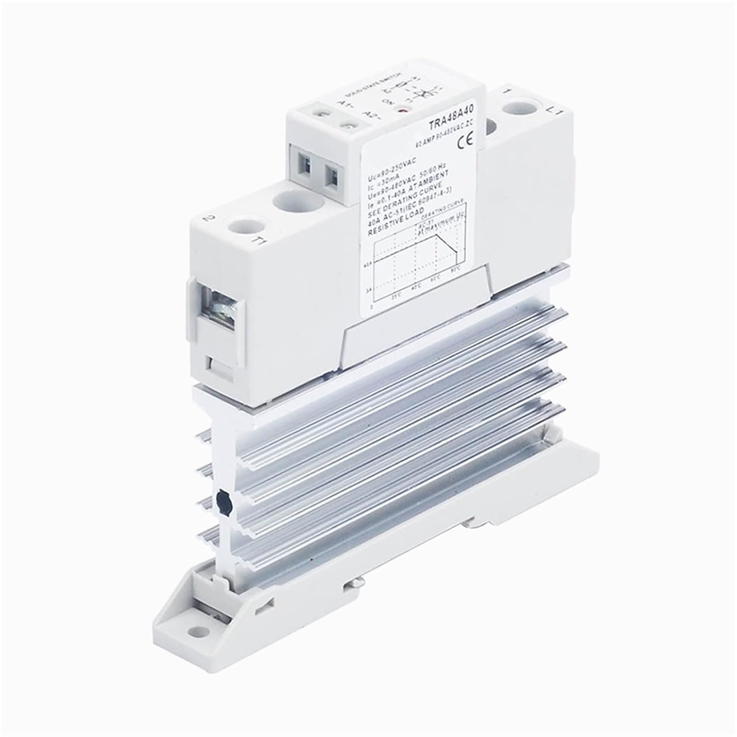 1pc TRA48A40L 40A Heat Sink Solid State Relay AC AC 90-250VAC in Out 90-480VAC Voltage Control Relay Board& Module Din Rail