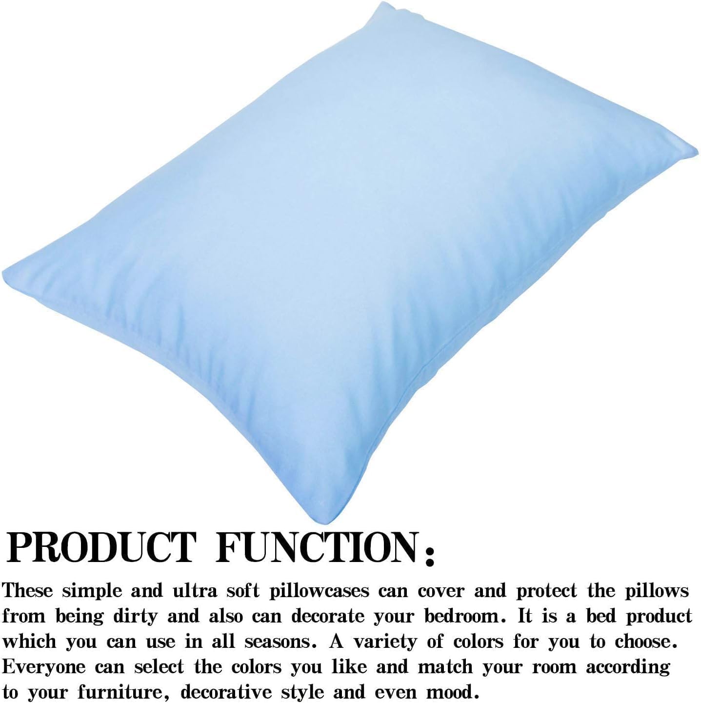 Prashi Bedding Zippered Toddler Pillowcases – Set of 2, Travel Pillow Cases 1000 Thread Count 100% Egyptian Cotton, Soft & Breathable, Nursery Kids Pillowcases, 31x31 Inches, Sky Blue