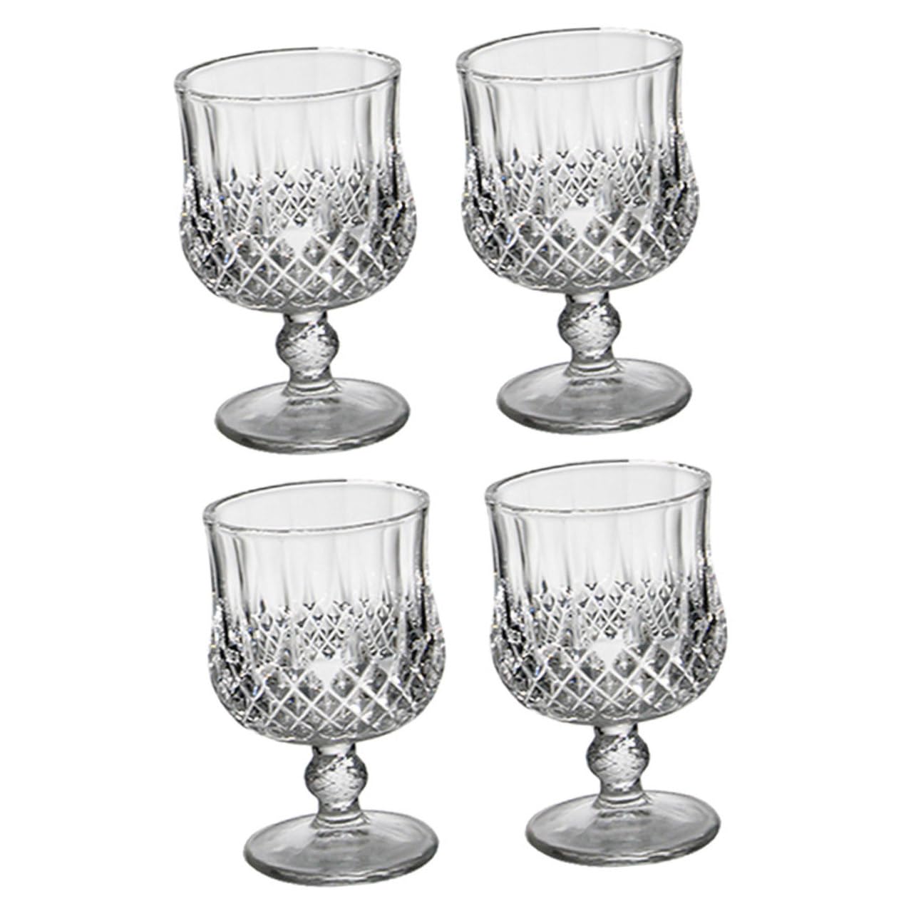 Weingläser 4 Stück aus Glas, Multifunktional, Elegant Geschliffene Kanten | Transparentes Design, Schlichte Optik mit Feinen Linien, für Rot und Weißwein