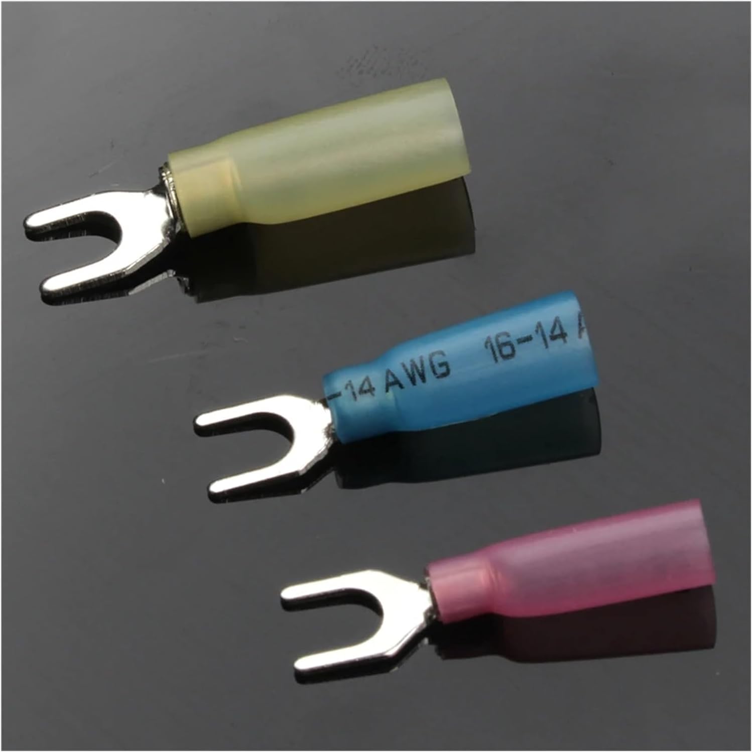 240Pcs Heat Shrink Ring Spade Crimp Terminals Connectors Insulated Wire Terminals Assortment Kit
