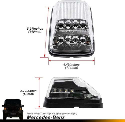 Miniatura 10 de GTINTHEBOX Para 1990-2018 Mercedes Benz W463 Clase G G500 G550 G55 G63 AMG Luces direccionales delanteras Switchback LED ámbarblanco