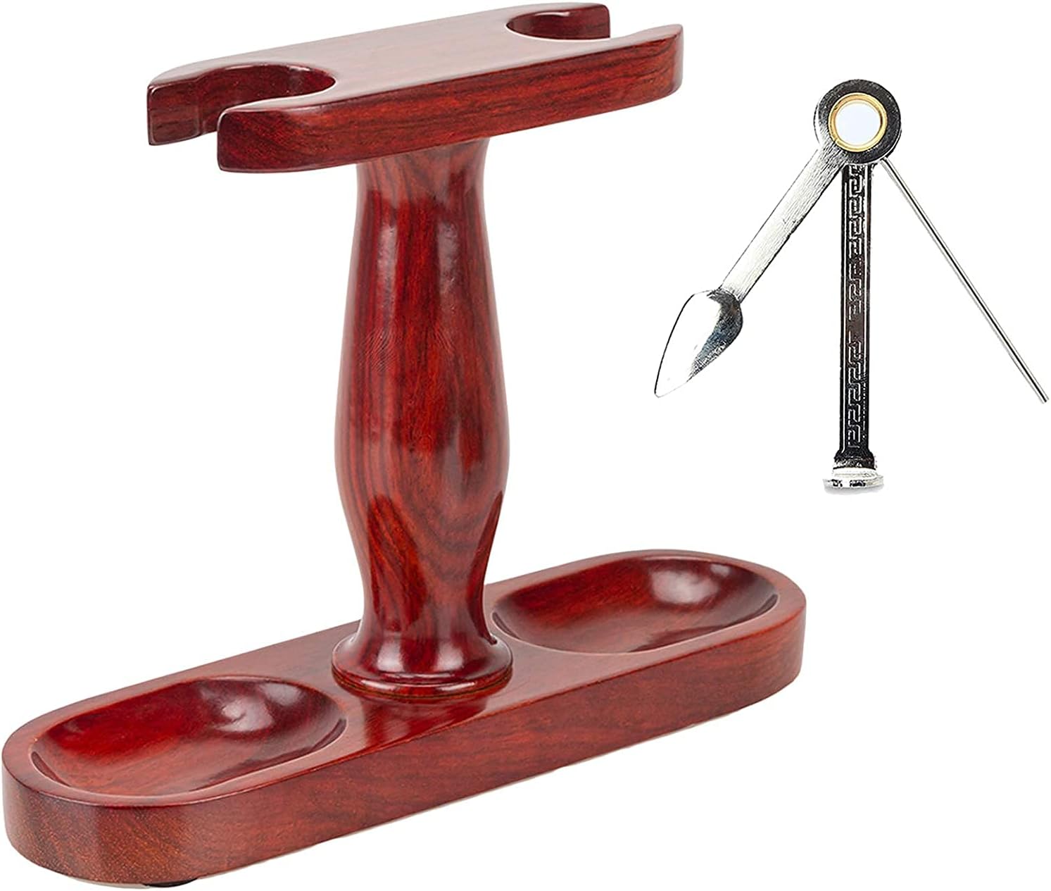 Wooden Tobacco Pipe Stand Display Holder, Wooden Pipe Stand Rack - Smoking Pipe Stand - Smoking Tobacco Cigar Pipes Holder for Tobacco Pipe(with 3 in 1 Smoking Pipe Scraper)