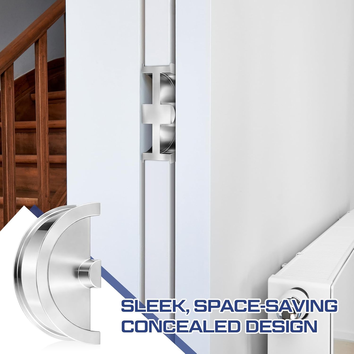 LEIFIDE Half Round Concealed Sliding Door Handle Modern Minimalist Solid 304 Stainless Steel Door Handle Hardware for Cabinet, Wardrobes, Built-in Furniture Fit Gate up to 35 mm (1 3/8 Inch) Thick