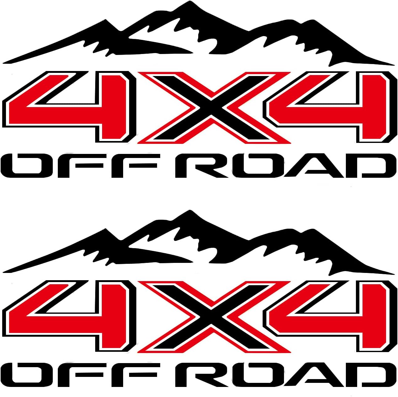 2Pcs 4x4 Off Road Decal Stickers with Mountain for Truck Bedside (Red and Black)