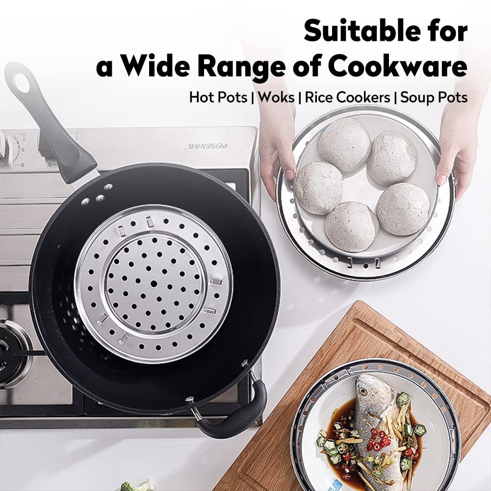 Roestvrijstalen stoomhouder, multifunctionele ronde stoomrekstandaard Heavy-duty stoombootmand Lade voor keuken Koken Snelkookpan Kookgerei(L 26cm