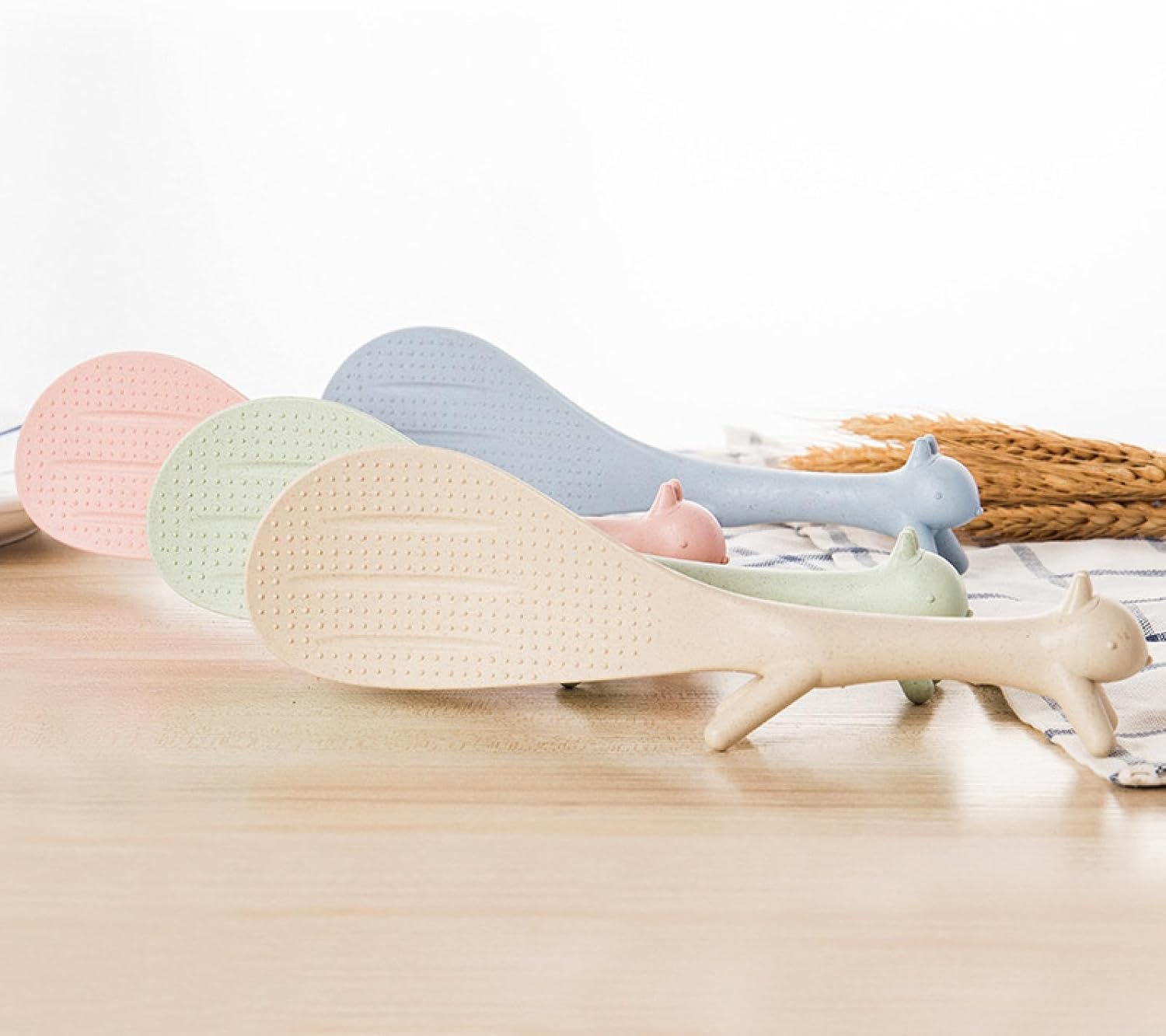 麦わら プラスチック ライススプーン かわいい リス ライススプーン スタンド くっつかない パン ライスヘラ