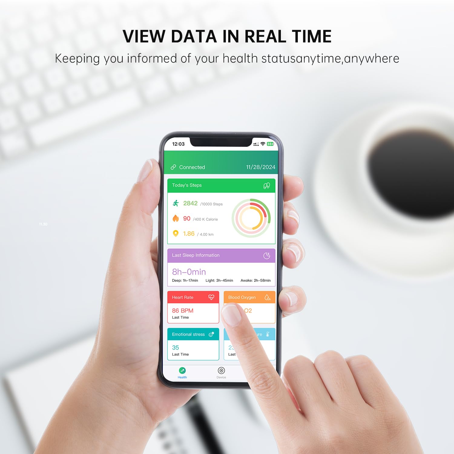 Smart Ring Purple - Size 12 - Health Tracker with Free Subscription, Gesture Remote Beauty Shot & Brush Video, Fitness Sleep Heart Rate Tracking Ring with Charging Case, Compatible with iOS & Android