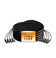 Vista 8 de Jamesin Cables XLR de 4 canales de 6 pies macho a hembra, cable de serpiente con etiqueta digital y cable de audio de micrófono codificado por