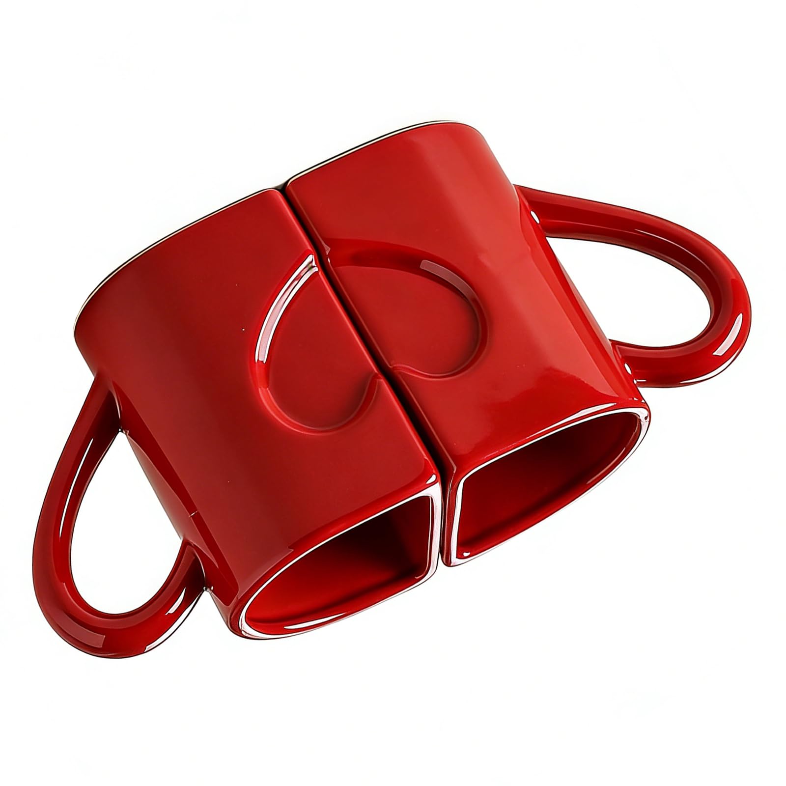 Tasses en céramique cœur romantique : lot de 2 mugs quotidiens